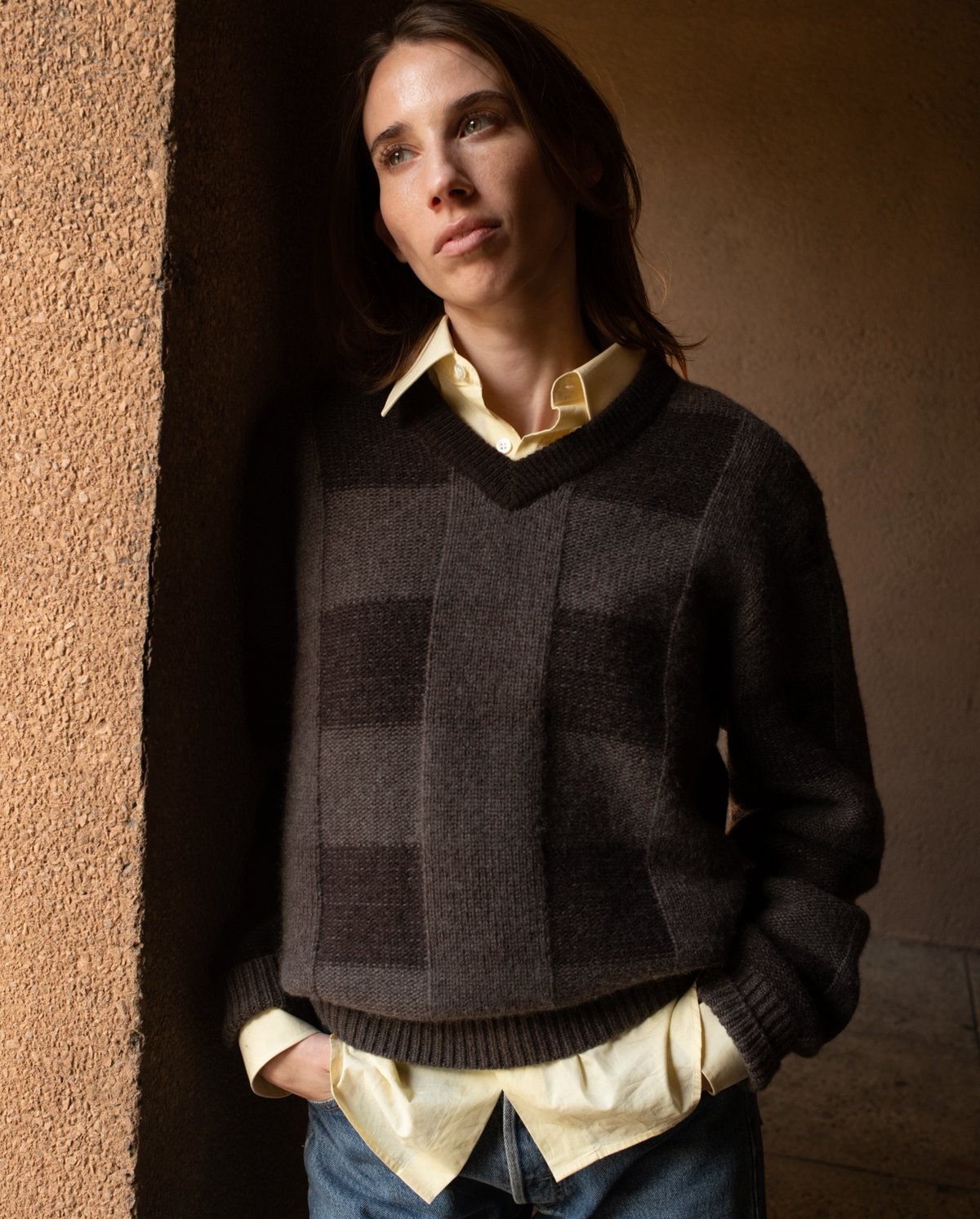PLAID VNECK